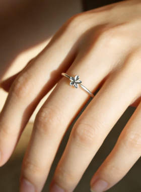 【花间初语】999足银戒指女手工小众简约时尚轻奢百搭送女友礼物