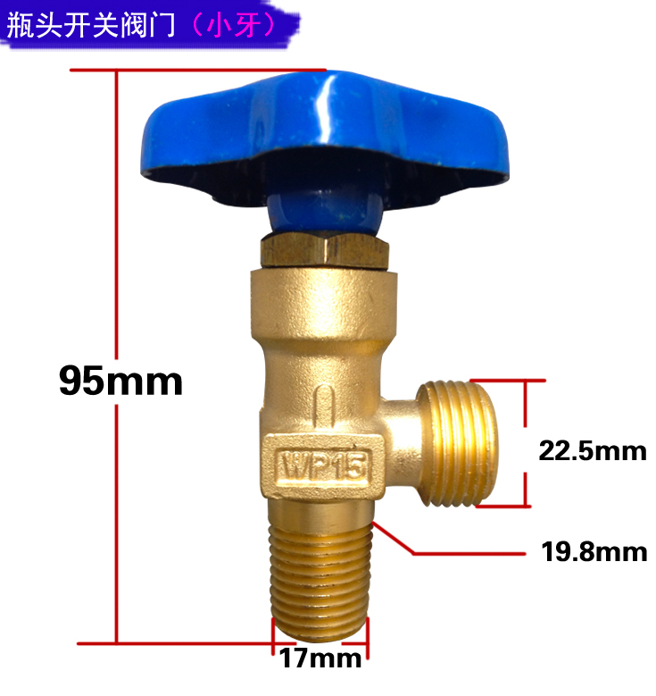 WP-15小氩气瓶阀瓶头铜头 钢瓶阀头氩气瓶阀门小牙大牙氩气瓶开关