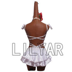 костюм pole dance 新款钢管舞演出服表演服性感镂空萨萨舞比赛服白色绑带定制成人女