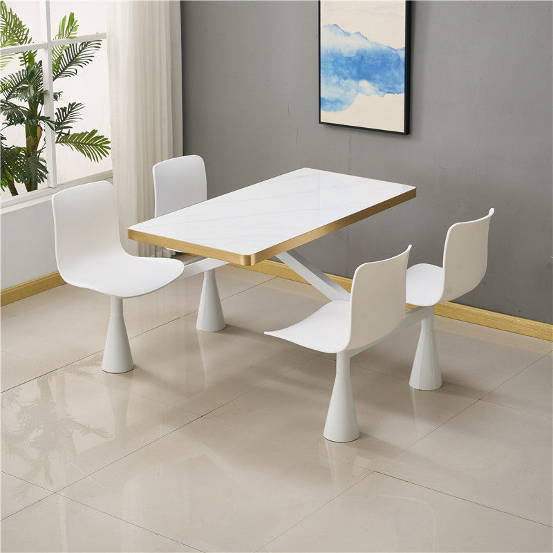 新款学校食堂餐桌四人员工公司工厂高端连体长方形岩板餐桌椅组合,淘宝优惠券,粉丝福利购,淘宝优惠卷