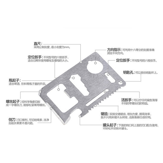 Outdoor wilderness survival tool knife emergency kit combination