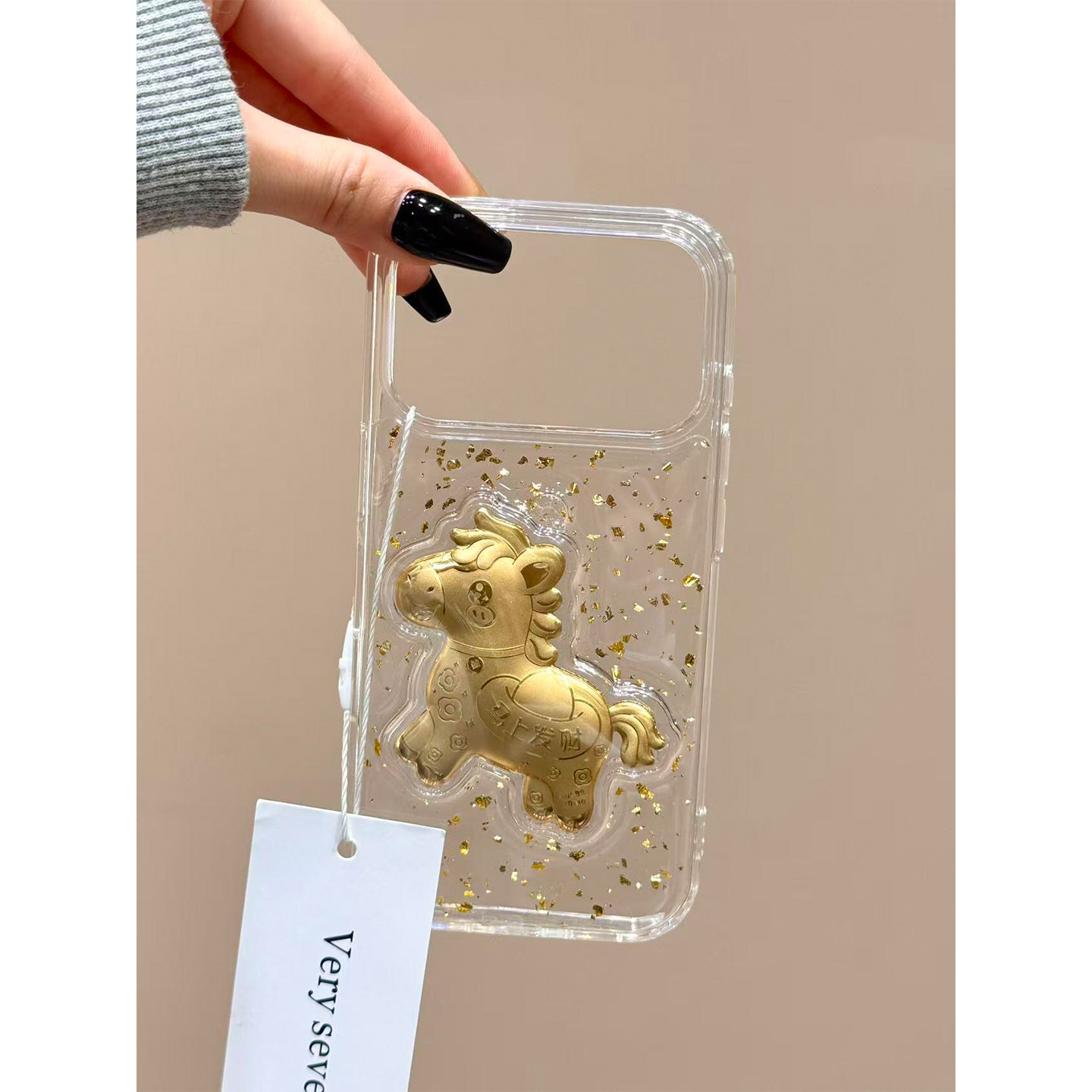 滴胶金箔好运小金马包包适用iphone17promax手机壳苹果17Pro韩系15promax新款14Pro全包17防摔女款16Pro透明,淘宝优惠券,粉丝福利购,淘宝优惠卷