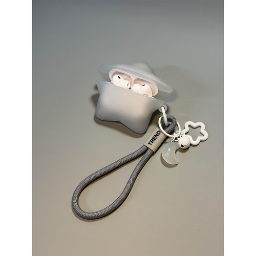 ins原创韩系银灰色星星适用AirPods4代耳机壳苹果无线蓝牙AirPodsPro三代软1/2/3代硅胶Pro2代男女款Pro3代套 - 图0