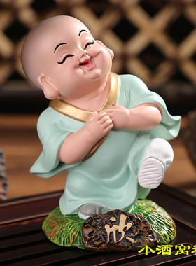 禅意风办公室装饰品汽车小沙弥
