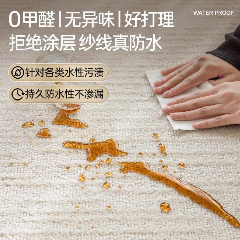 奶油风防水地毯客厅新款轻奢高级感卧室房间沙发茶几可擦洗免打理
