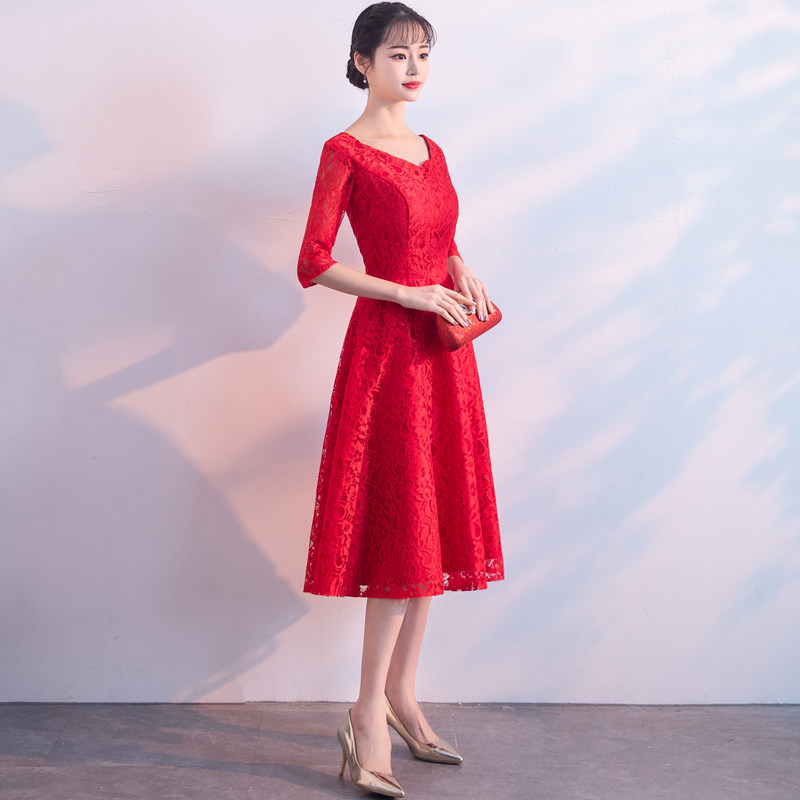 新娘2020新款秋季中长结婚晚礼服 嫒尚礼服/晚装