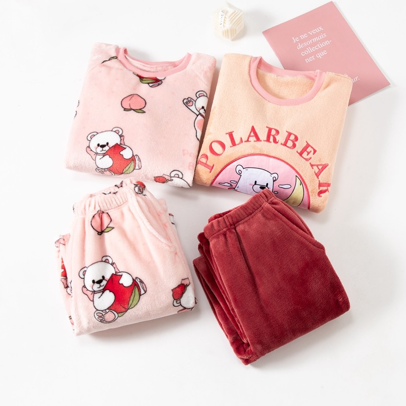 秋冬季加绒女上衣冬款珊瑚绒睡衣 秋泓齐锦上茂睡衣/家居服套装