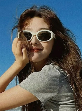 帕森椭圆白色猫眼墨镜女款2026新款高级感防紫外线海边白框太阳镜