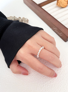 S925银天然淡水小米珠小众戒指