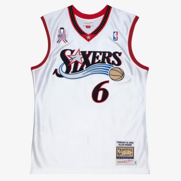 美国直邮 76人mitchellness 02全明星Authentic球员版球衣-艾弗森 - 图0