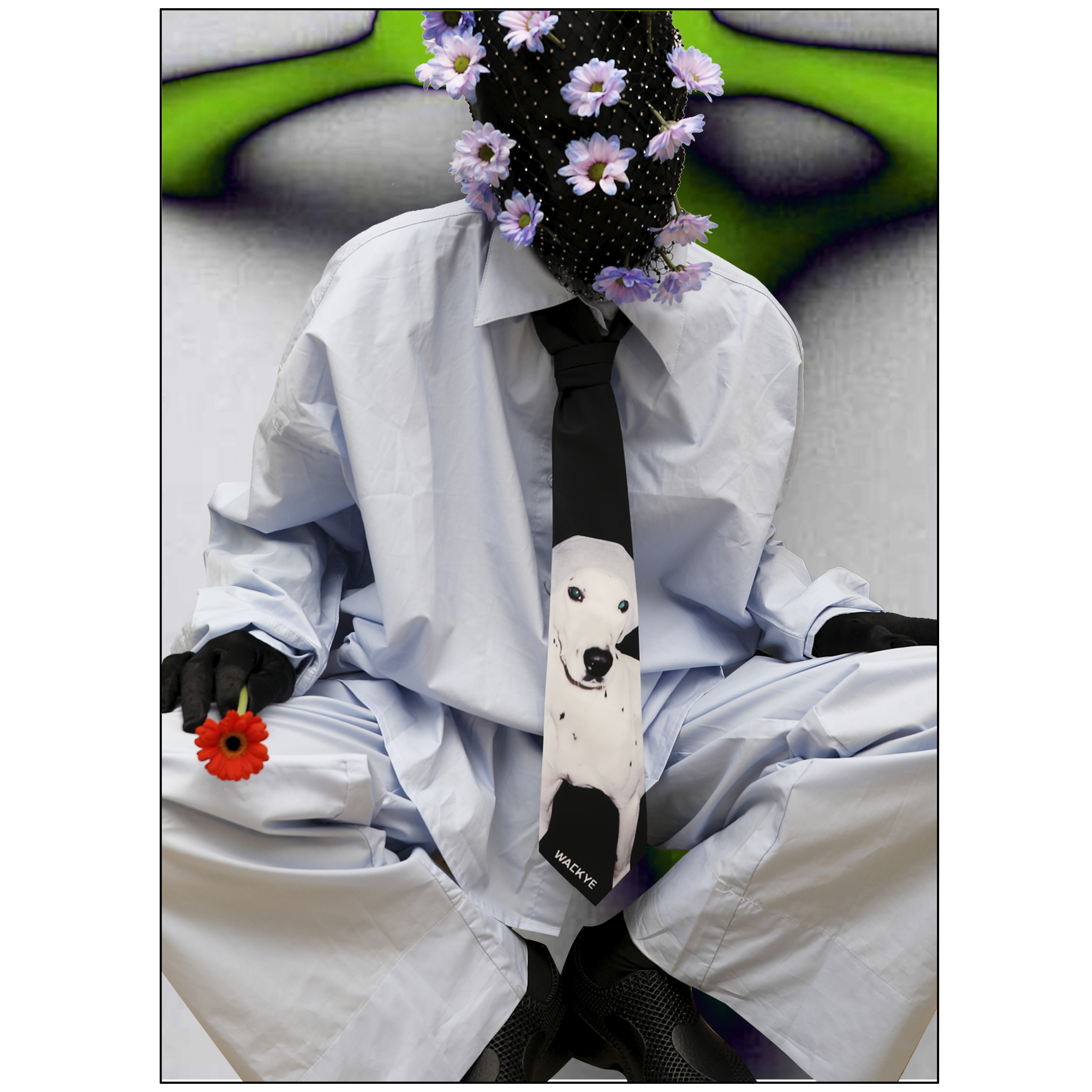 WACKYE 官方正品 焦迈奇同款 原创设计斑点狗印花手打学院风领带 - 图0