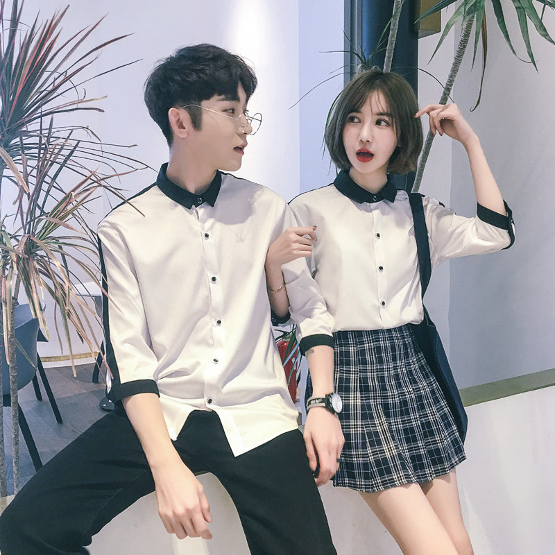 7cb情侣装七分袖夏新款修身衬衫 7cb衬衫