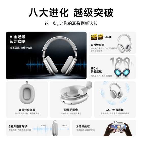 品存F8Max2代头戴式耳机降噪蓝牙无线游戏有线电脑适用苹果Pro