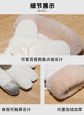 冬季加绒加厚触屏防风防水手套女