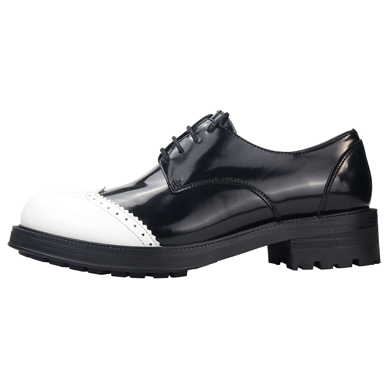 JINIWU吾倪季2025圆头皮鞋增高休闲德比鞋白色鞋头拼色厚底皮鞋男 - 图3