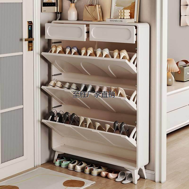 香港包邮奶油风超薄翻斗鞋柜家用门口2023新款爆款入户玄关柜一体,淘宝优惠券,粉丝福利购,淘宝优惠卷
