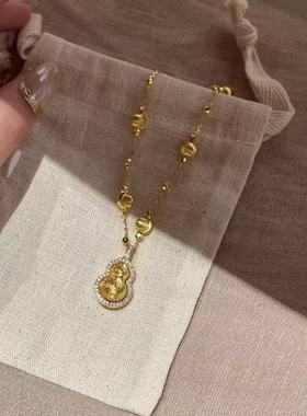 金店同款镀金镶钻碎碎冰葫芦项链