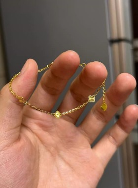 精致小巧黄金色四叶草五花手链女轻奢小众设计气质个性百搭手链