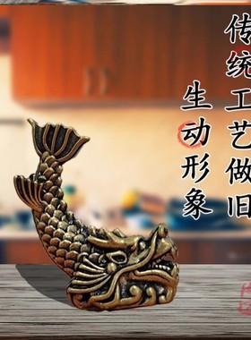 金属鸱吻进门全吻灶摆件黄铜贴在火龙螭避见鸱尾邸厨房开门西北角