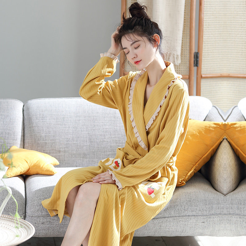 2022年新款春秋长袖长款甜美睡袍 朵拉日记睡袍/浴袍