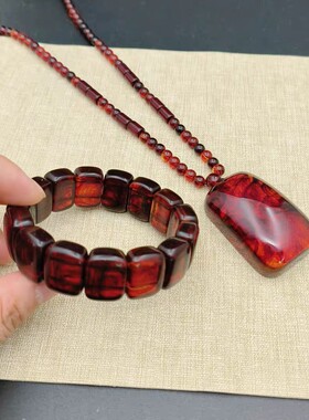 琥珀蜜蜡无事牌串珠佛珠男女长款项链108颗毛衣链新中式挂件配饰