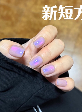 MUZINAIL·【冰山雪莲】镜面粉纯手工定制美甲猫眼指甲月光粉美甲