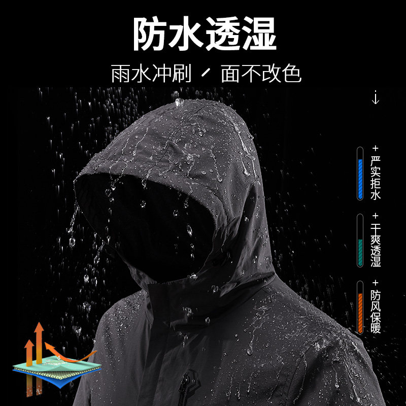 男装春秋冬款连帽中老年休闲夹克 decion夹克