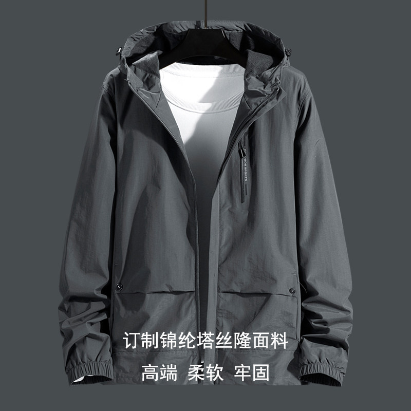 男装春秋冬款连帽中老年休闲夹克 decion夹克