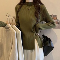 Half Collar Long Sleeve Open Fork Sweater Woman Autumn Winter New 100 Hitch Body Soft Knit Bottom Jersey Female Tide