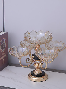 创意多层水果盘欧式奢华高档北欧轻奢现代客厅茶几家用零食干果盘