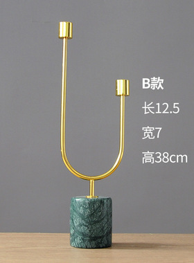 北欧风大理石金属 样板房客厅软装摆件婚庆浪漫烛光晚餐烛台道具