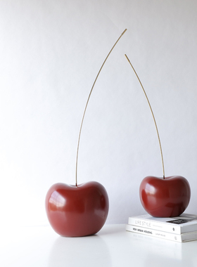 轻奢红色樱桃树脂桌面静物摆件