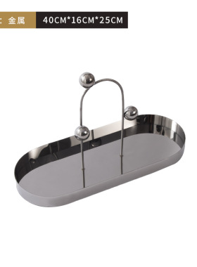 轻奢风金属样板间收纳盘装饰品