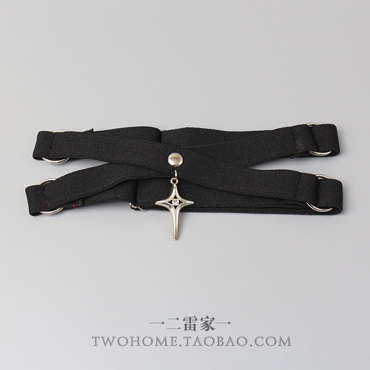 Lolita哥特性感星星弹力交叉绑带大腿环y2k辣妹jk腿链亚文化腿饰