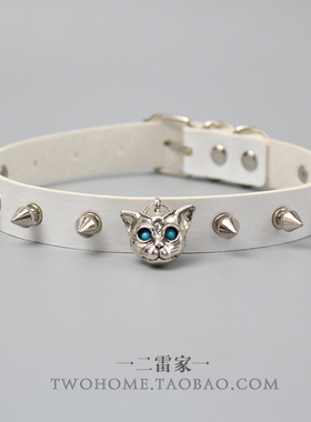 粉色尖铆钉颈带choker皮带扣脖链