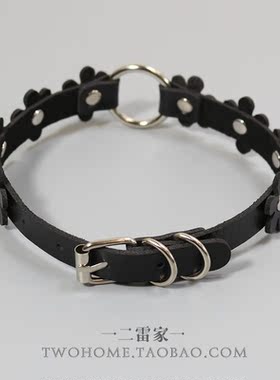 朋克皮质小花朵圆环项圈