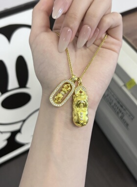 金店同款金包银貔貅金刚杵吊坠女