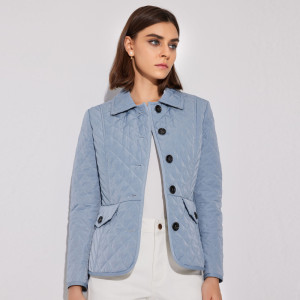 Scofield女装秋季新品简约轻薄菱格舒适短款衬衫休闲舒适棉服外套