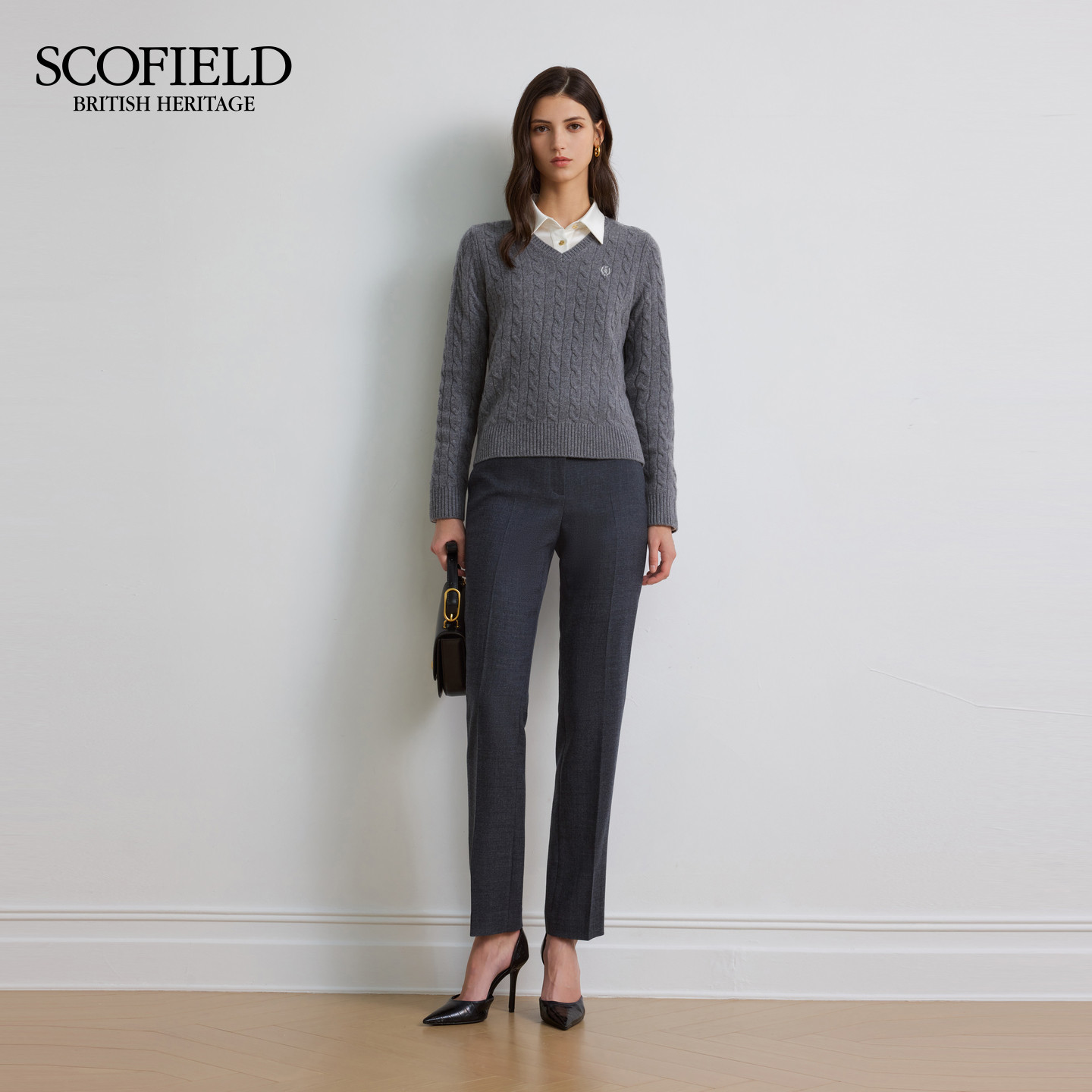 【含羊毛】Scofield女装智性微修身西装裤金属装饰2025秋冬新品,淘宝优惠券,粉丝福利购,淘宝优惠卷