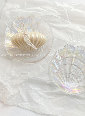 ins幻彩玻璃碟子收纳盘美甲摆件