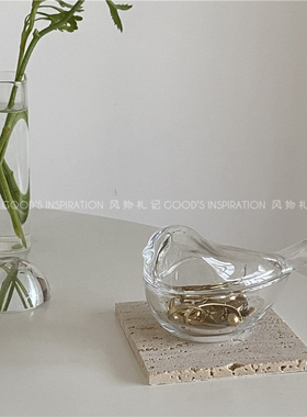 ins小鸟风物复古琥珀色戒指项链