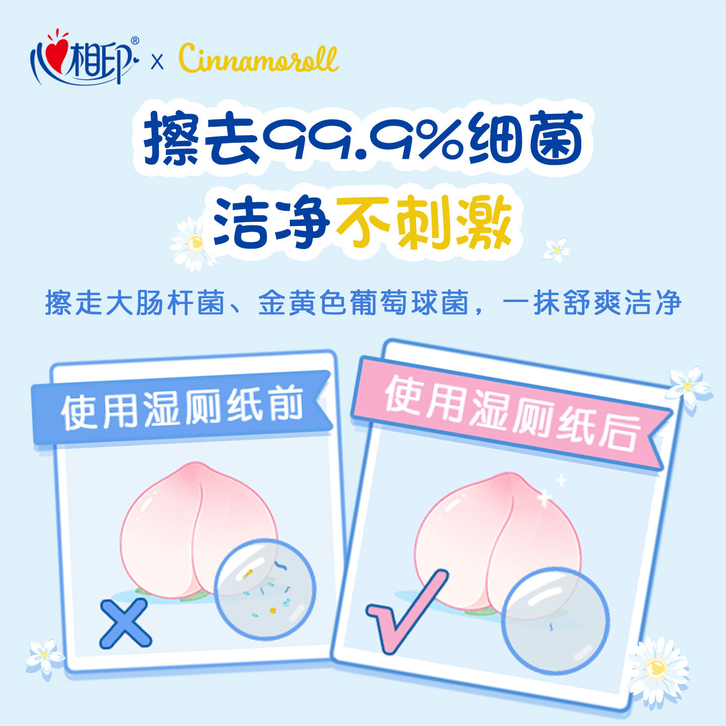 心相印大耳狗湿厕纸纯水湿纸巾家庭实惠如厕私处擦屁屁湿巾纸80抽