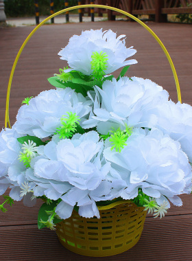 上坟清明节花仿真菊花篮扫墓用花