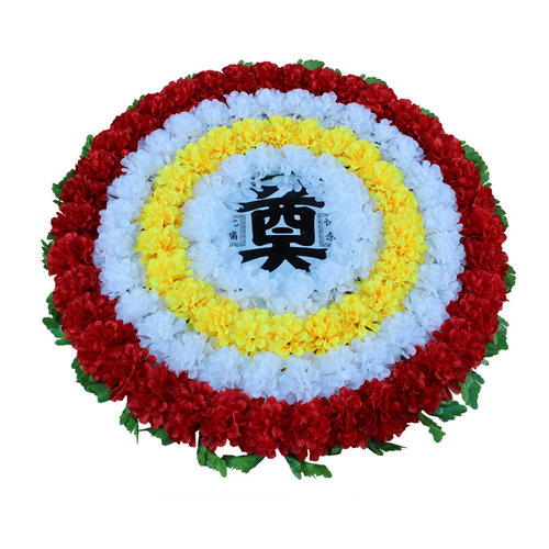 绢花清明花菊花扫墓花1米大花圈殡仪馆装饰便宜仿真花祭祀花包邮 - 图1