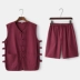 Mùa hè cotton và lanh tay áo vest không tay phù hợp với nam Tang phù hợp với Hanfu chuồng vest lanh quần hai bộ - Áo vest cotton Áo vest cotton