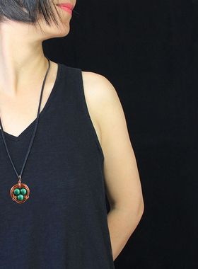 素元 短项链女优化松绿色颈链锁骨链 原创欧美爱巢吊坠复古手工