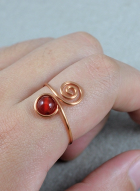 素元纯银戒指女食指潮银丝缠绕