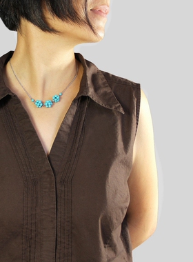 素元东陵玉石短款韩国夏季锁骨链