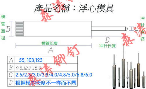 浮心模铆钉机配件下底模开花模卷边半空心铆钉冲头鸡眼机翻边模具 - 图0