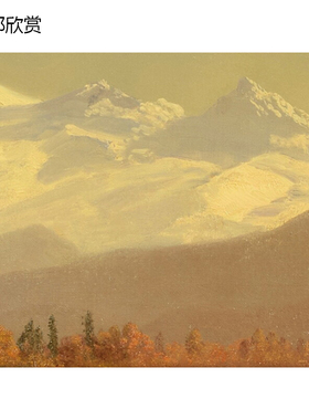 贝克山金秋湖景静谧山水装饰画